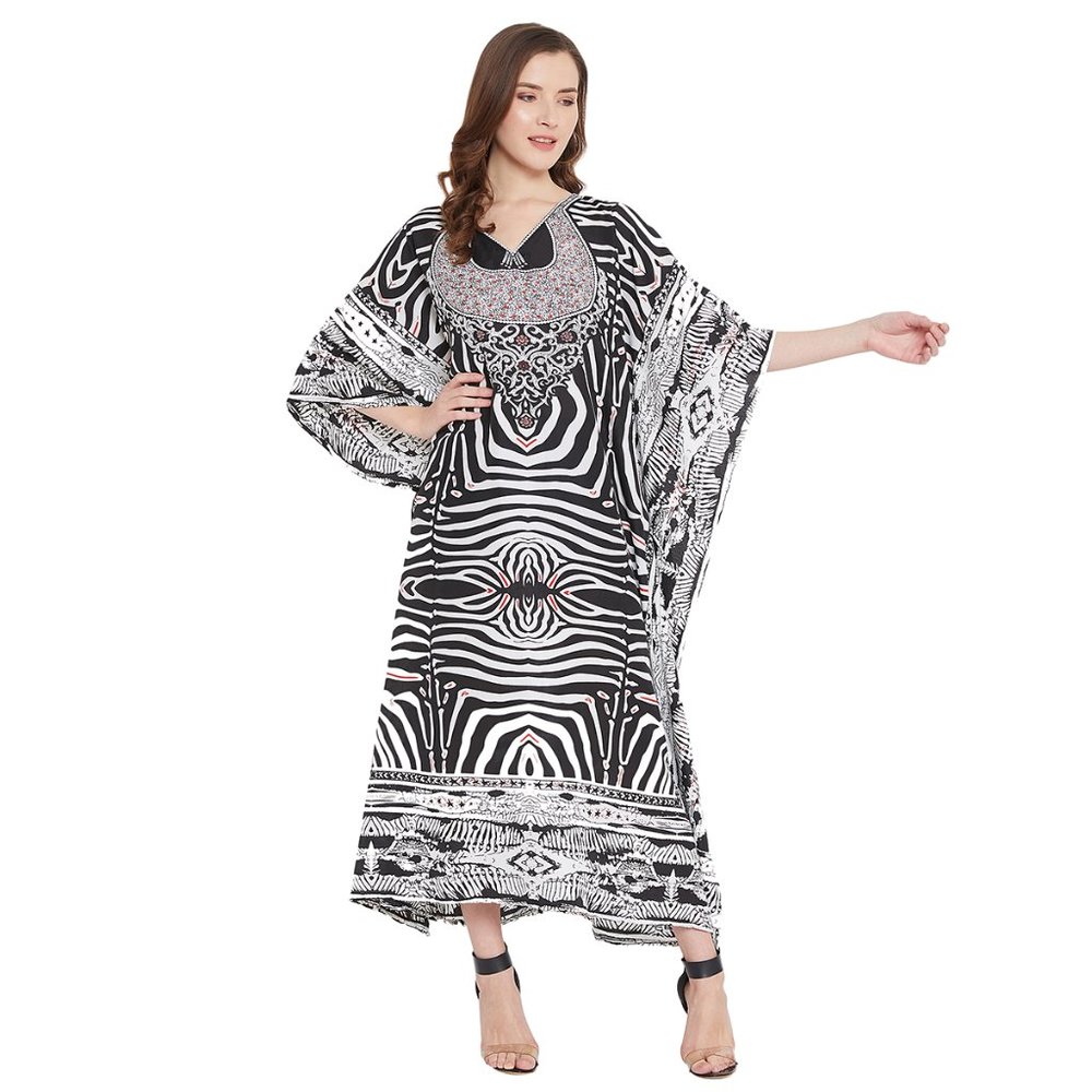 Women fashion Black Long Dress Kaftan Maxi Coverup - Picture 2 of 8